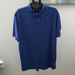 Robert Graham Blue Polo Shirt Textured Casual